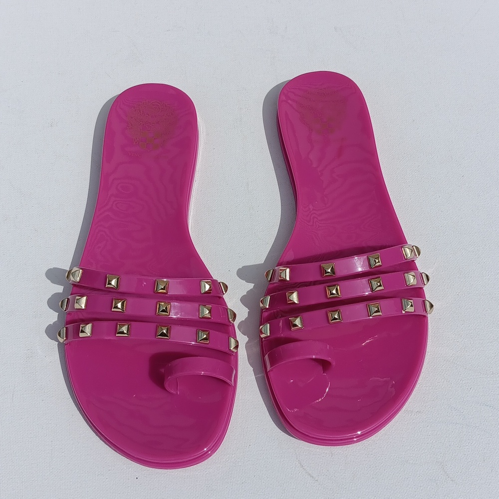 VINCE CAMUTO Elishenta Women's  Pink Fuchsia Gold Studded Jelly Sandals 9M